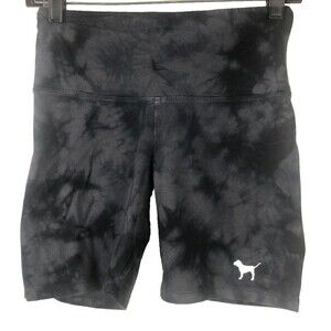 Victoria’s Secret PINK yoga boy short XS Black & Gray Dog Logo tie dye